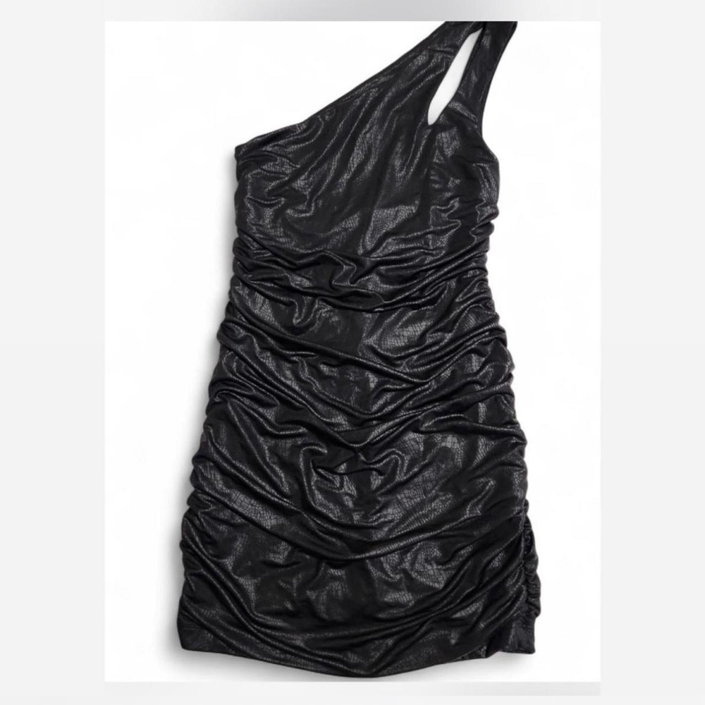 Black Bebe One-Shoulder Mini Dress
